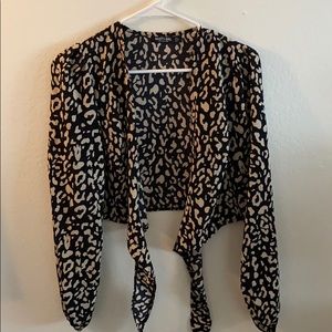 Cheetah long sleeve wrap crop top